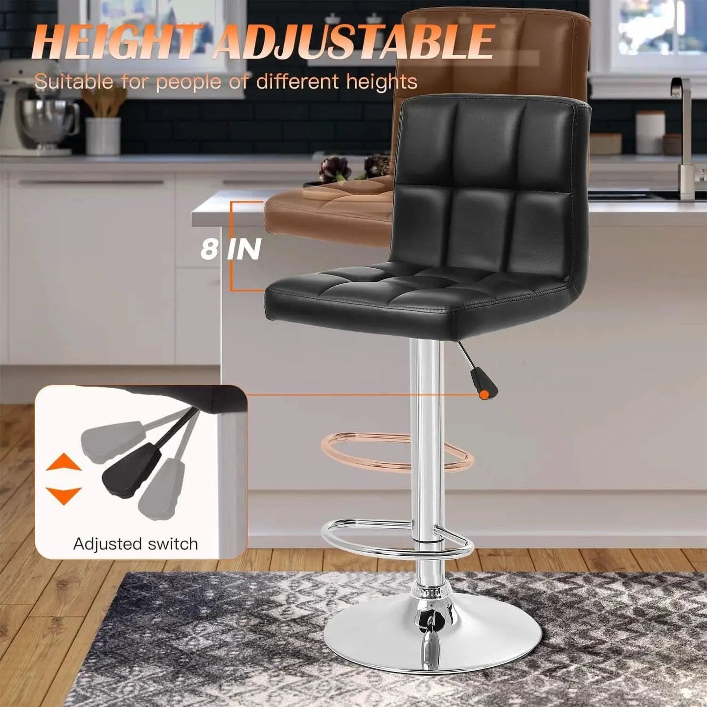 Counter Height Black Bar Stools Set Of 2 For Kitchen from PriceLows™