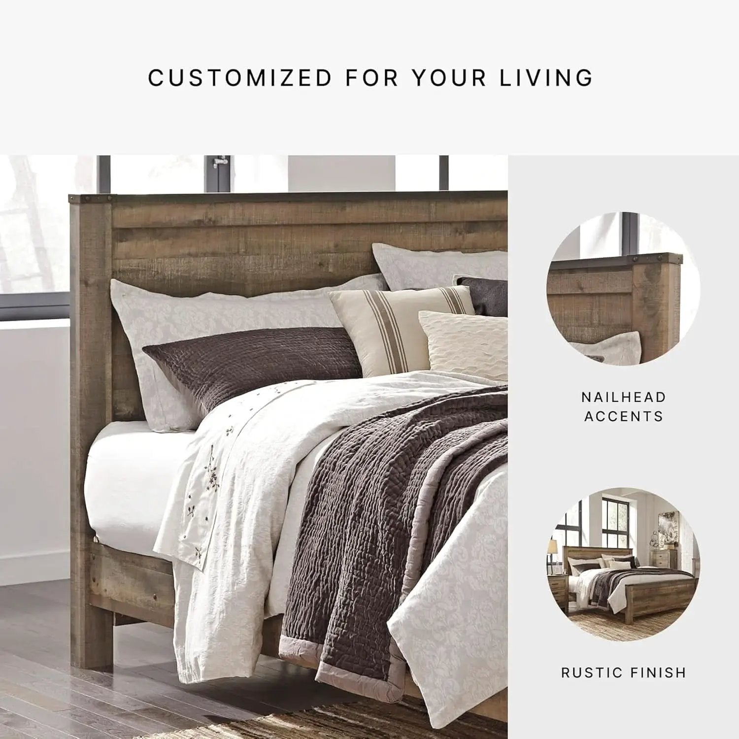 Rustic King Headboard with Charming Plank Details from PriceLows™