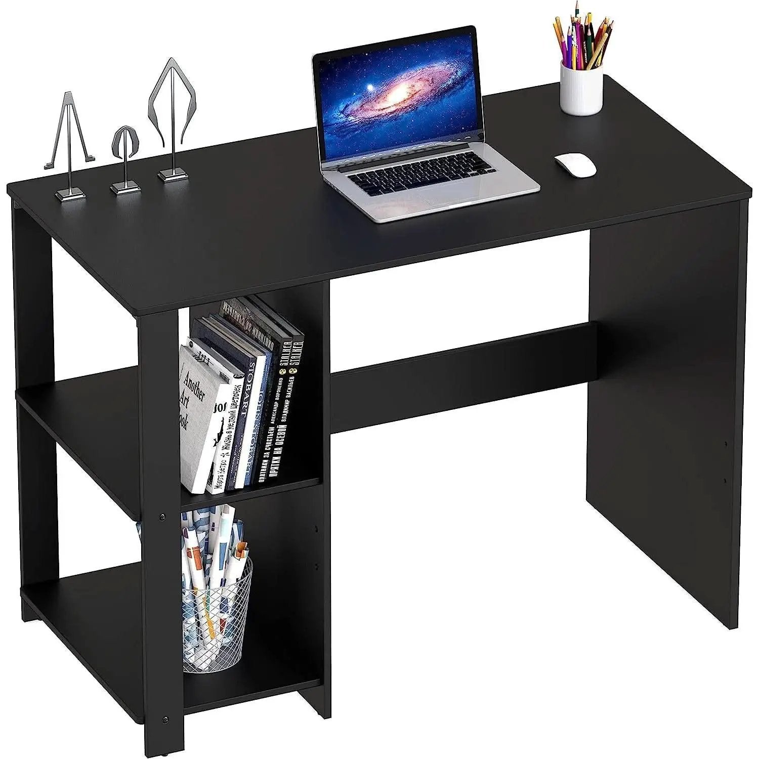 Espresso Finish Home Office Desk With Open Shelves from PriceLows™