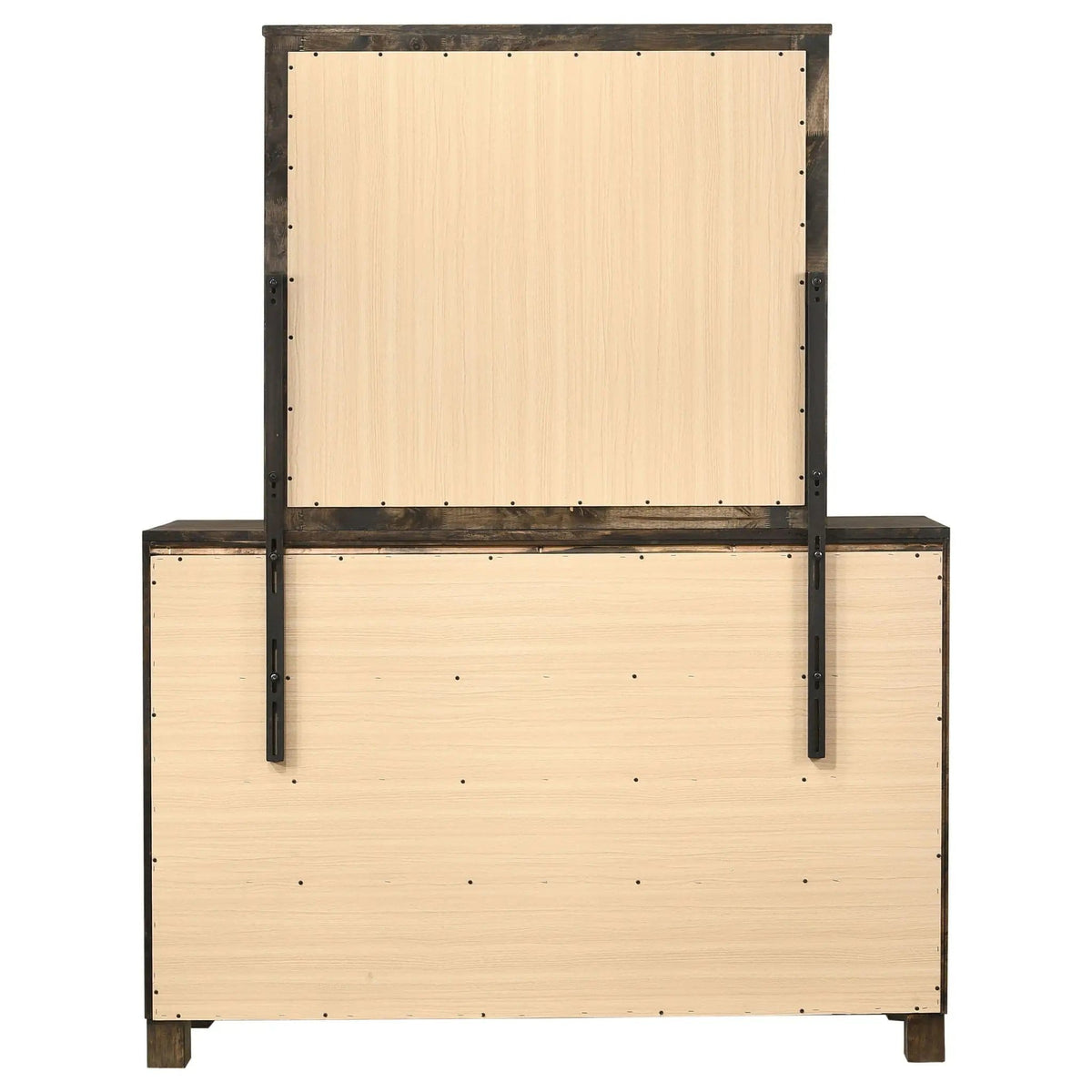 Woodmont 8-drawer Dresser with Mirror Rustic Golden | 57.5 x 16.5 x 75.5 in | Wood | Brown