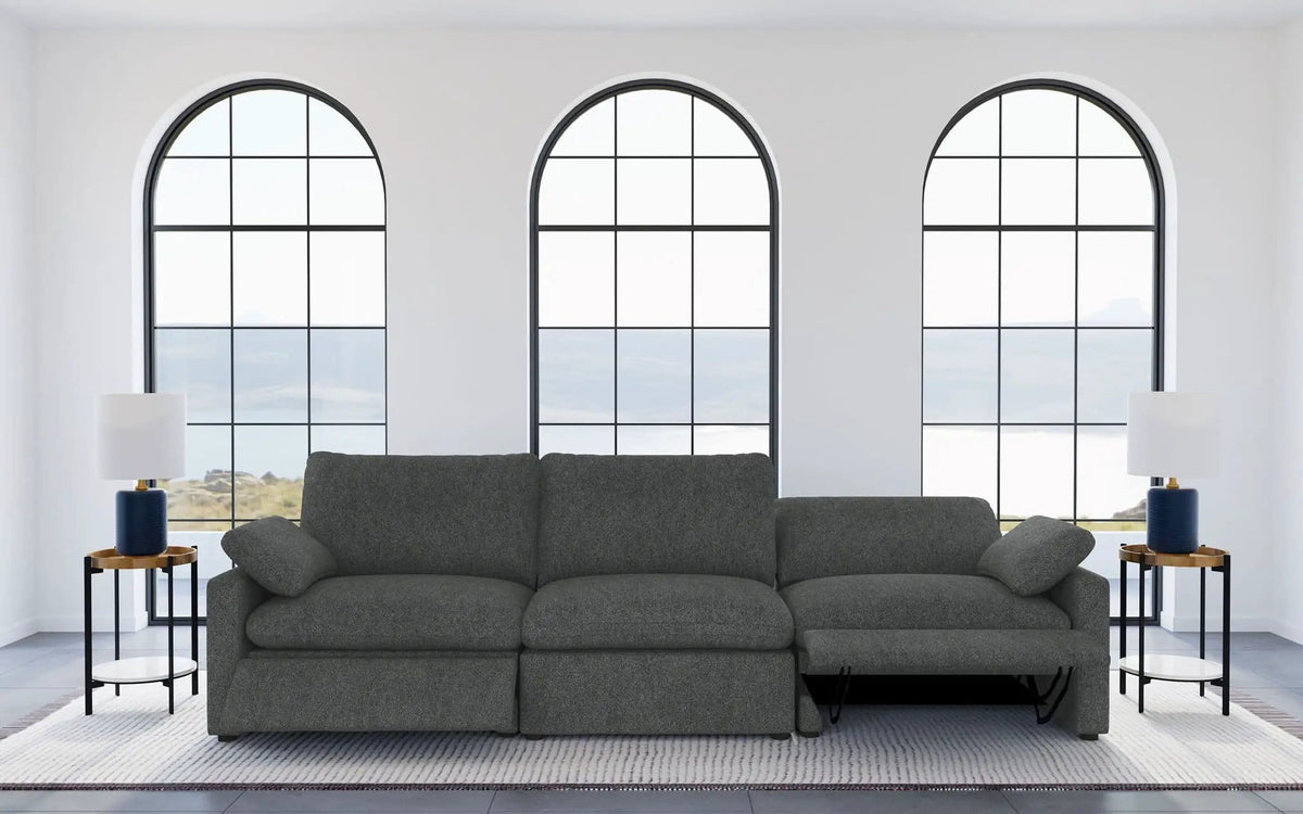 Collins Modular Power Sofa Dark | 124 x 40 x 38 in | Engineered Wood & Fabric | Grey