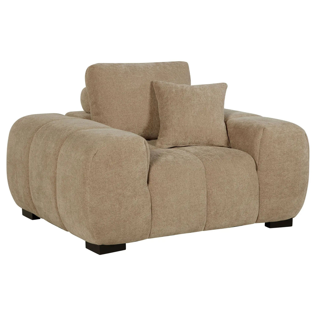 Octavia Upholstered Track Arm Accent Chair Camel | 54.75 x 41.75 x 35.5 in | Living Room Furniture | Living Room