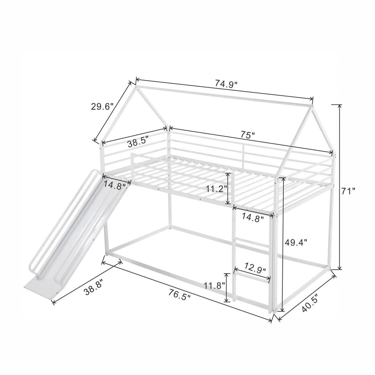Bunk Bed | Playhouse Design | Built In Slide | Twin Over Twin