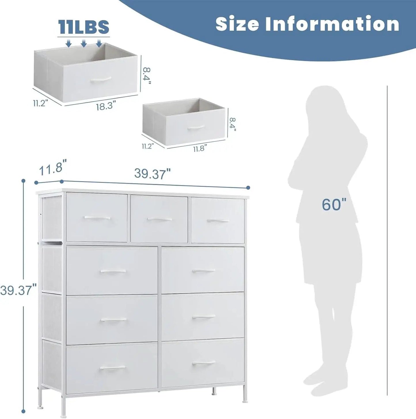 Sturdy Nine Drawer Dresser With Wood Top And Steel Frame from PriceLows™