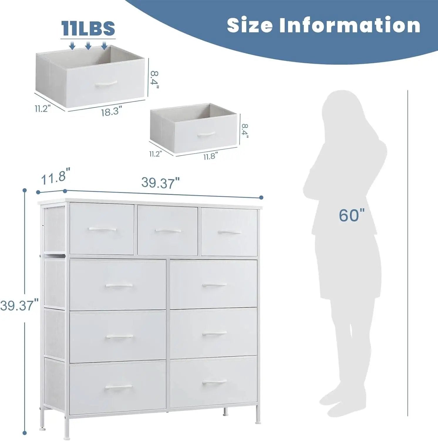 Sturdy Nine Drawer Dresser With Wood Top And Steel Frame from PriceLows™