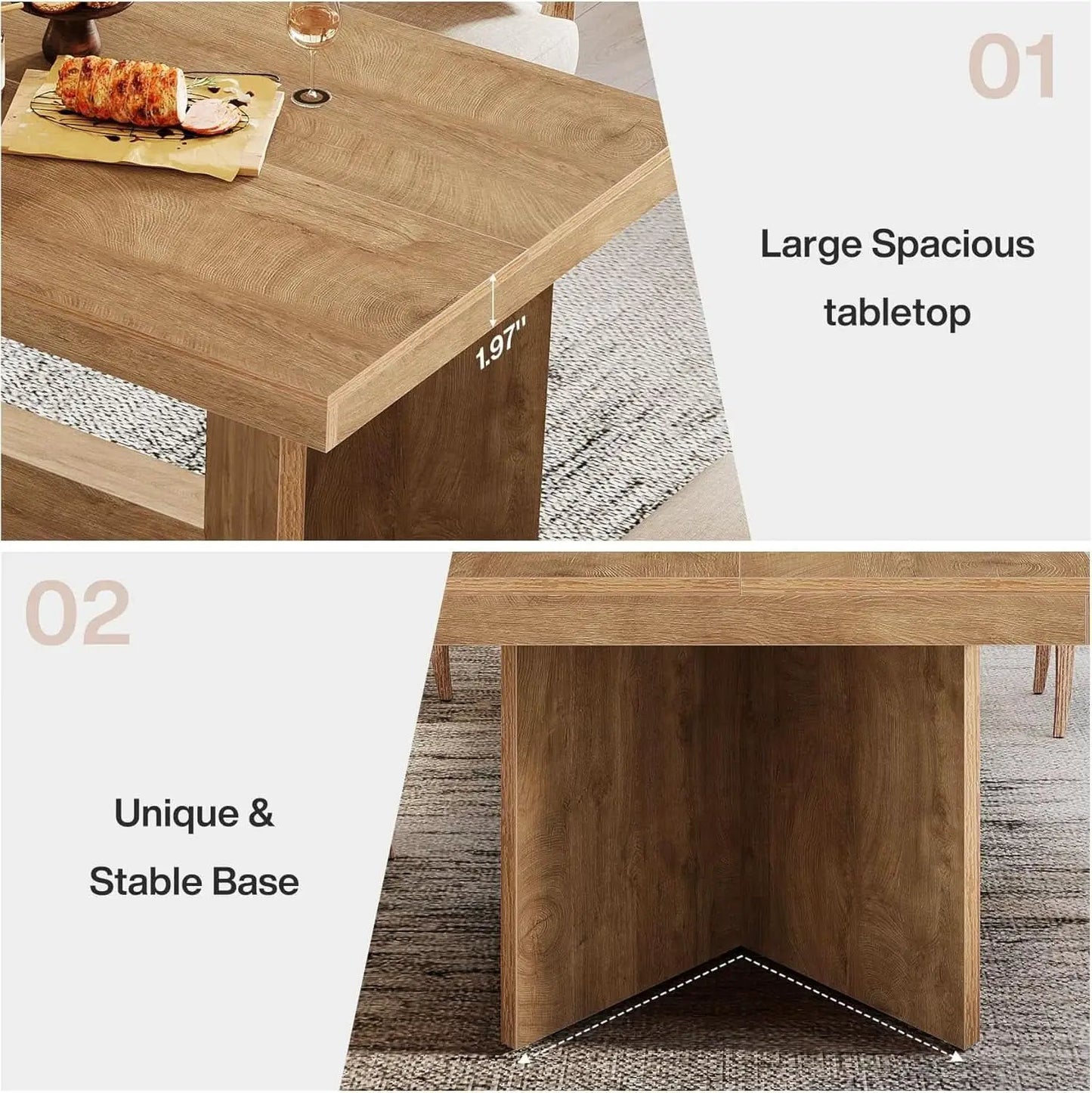 63 Inch Brown Farmhouse Dining Table Seats Four To Six from PriceLows™