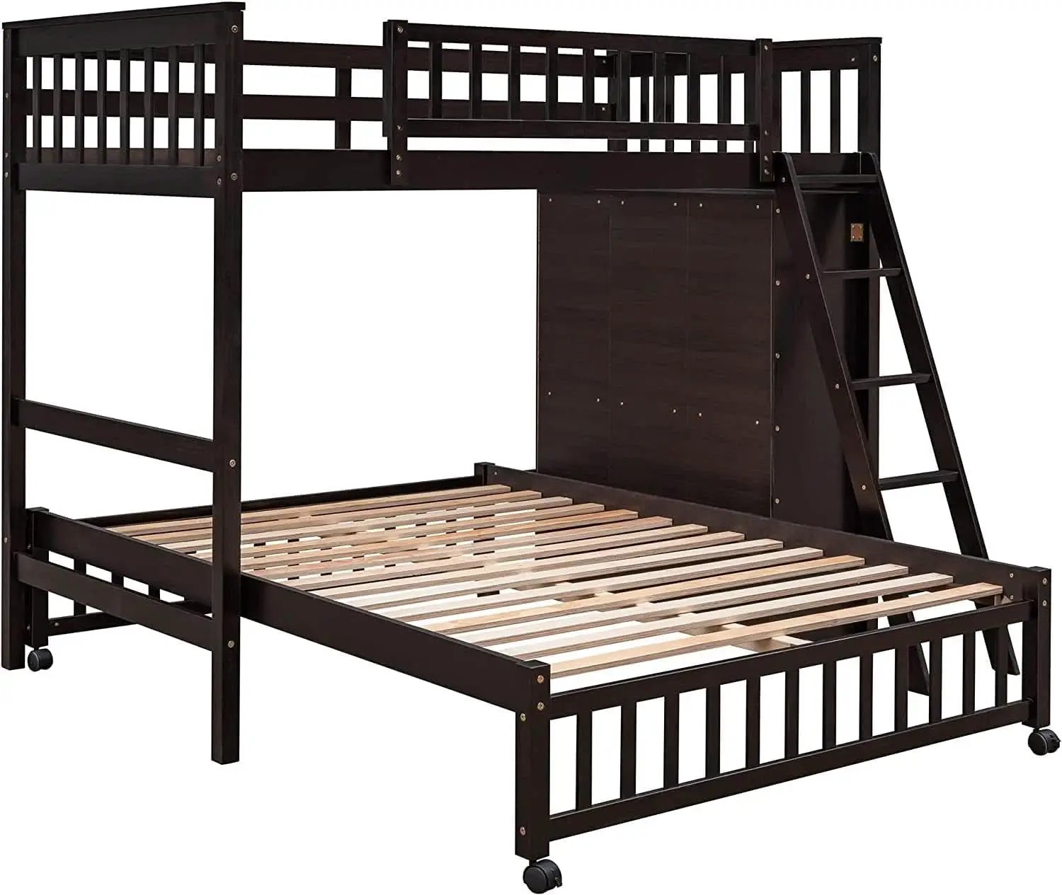 Espresso Twin Over Full Bunk Bed With Six Drawers Shelves from PriceLows™