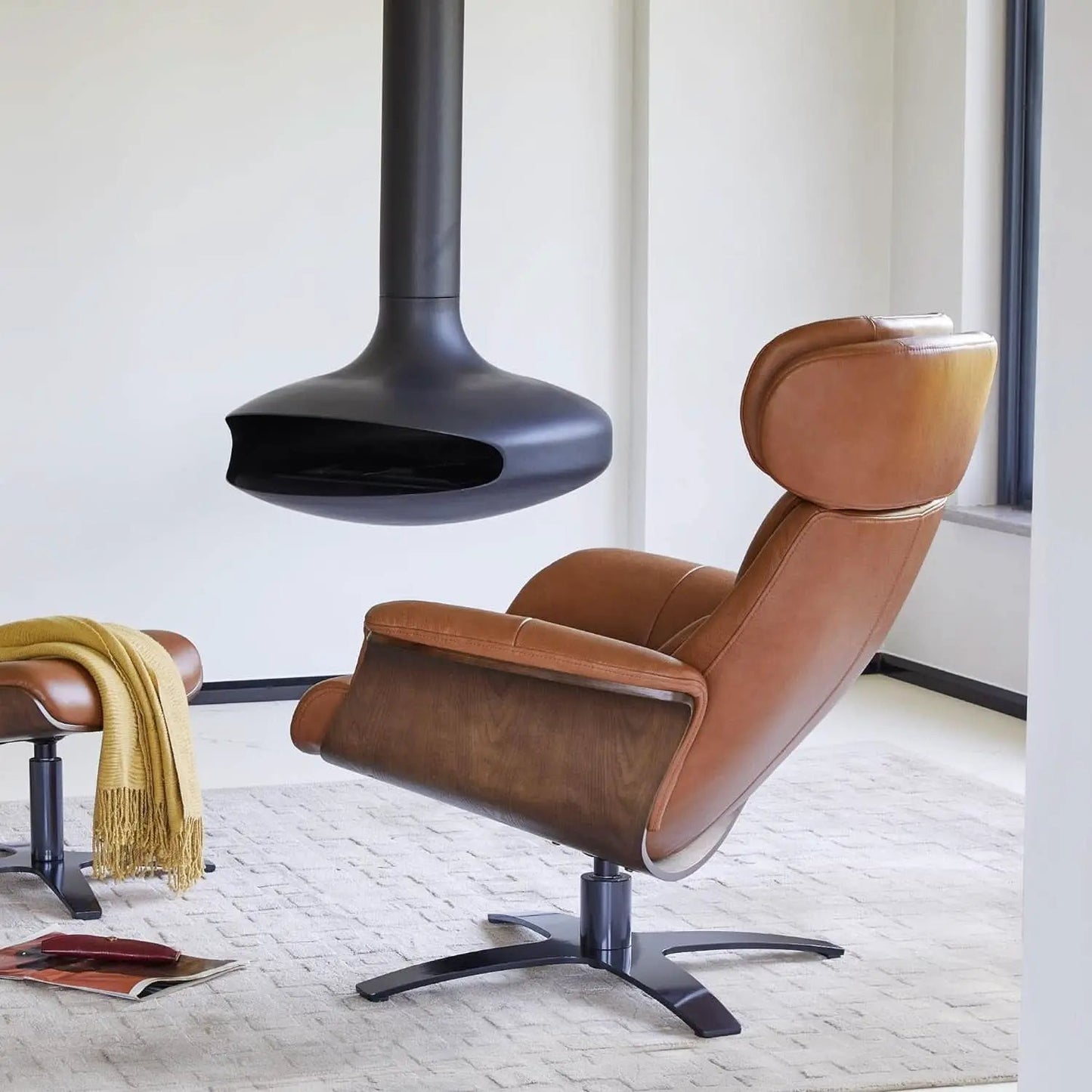 Saddle Leather Adjustable Headrest Reclining Chair from PriceLows™