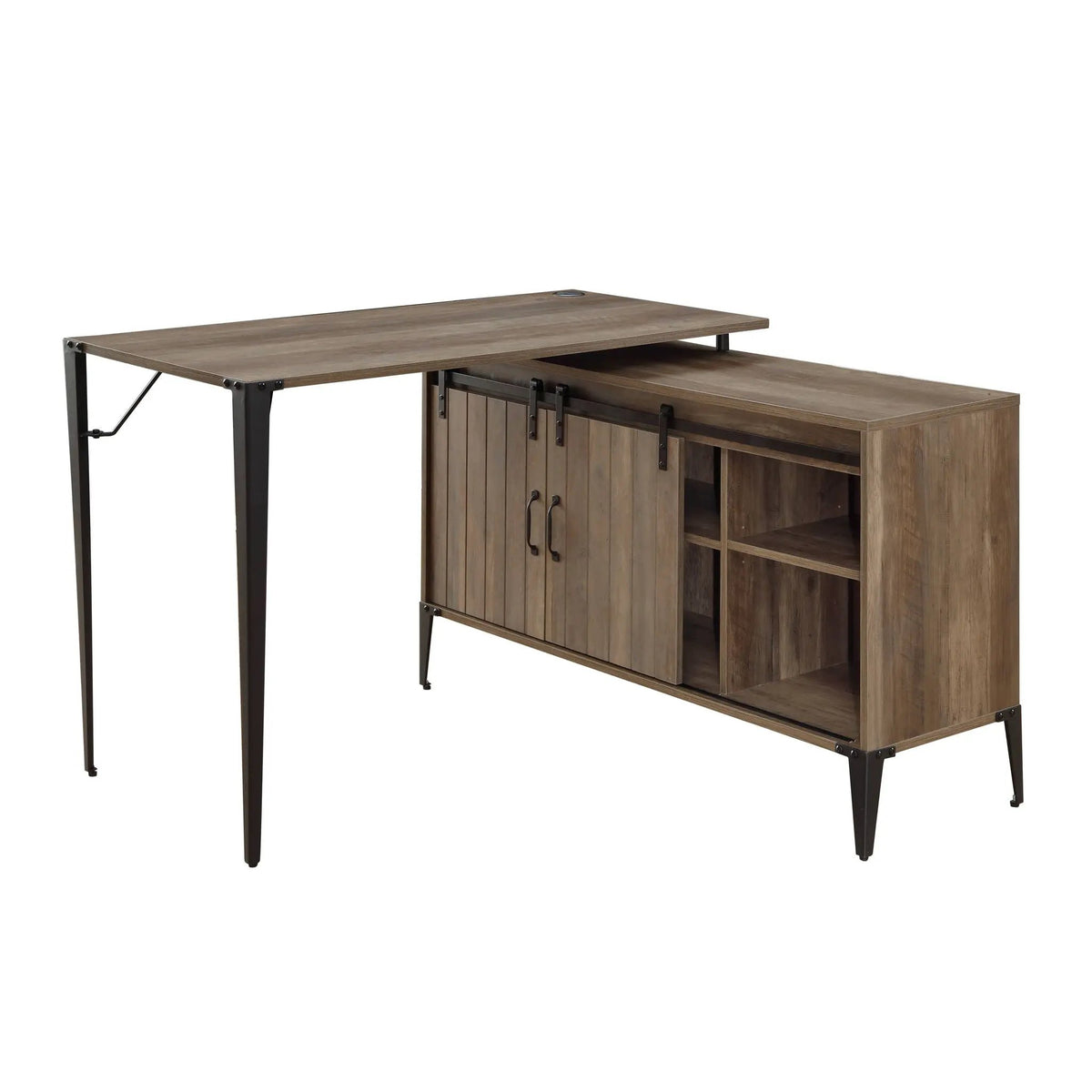 Zakwani Writing Desk | 48 Inch Width | Wood Finish | Sliding Barn Door Storage