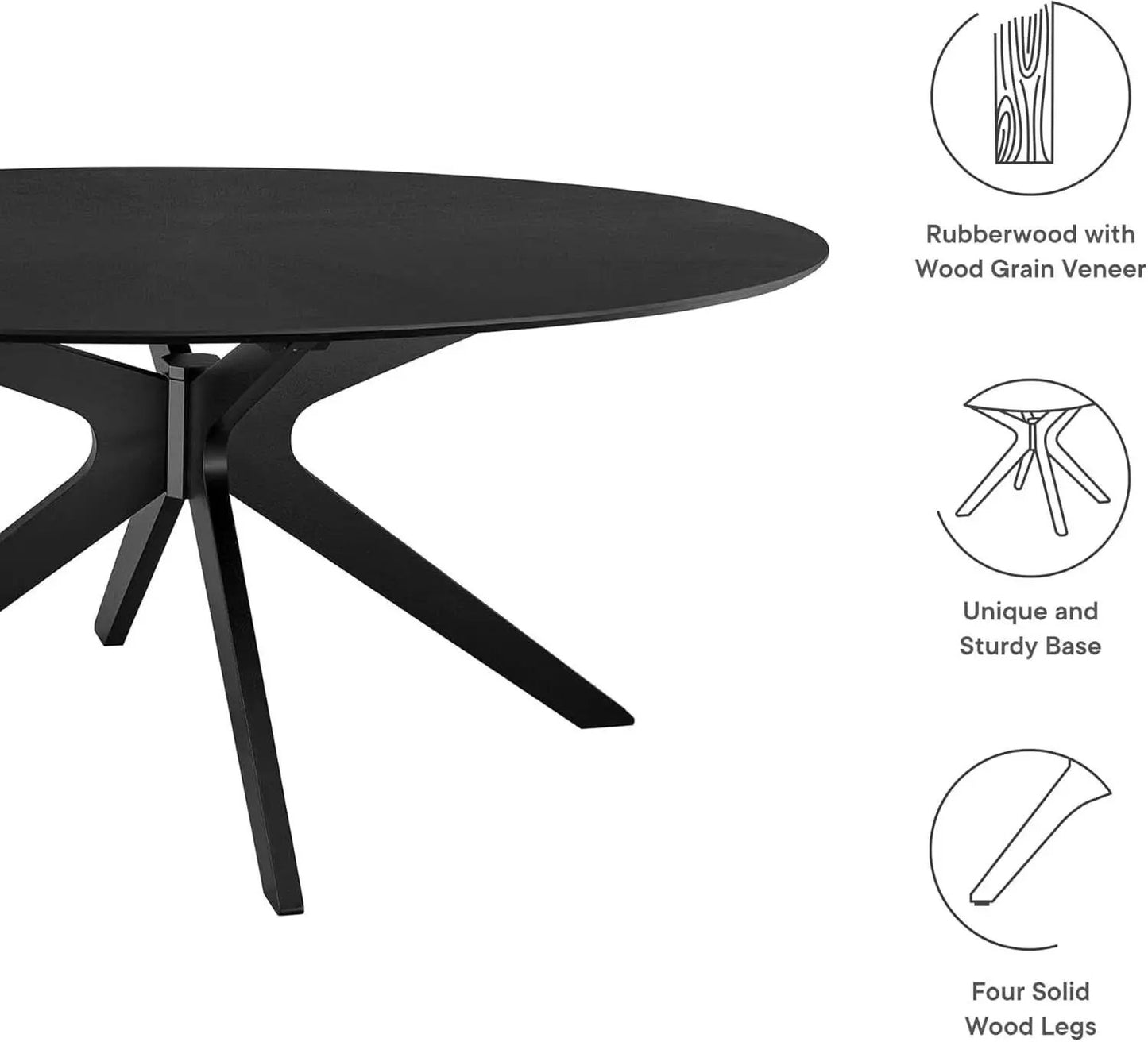 Crossroads 71 Inch Oval Wood Dining Table Black Seats 6 Easy To Assemble from PriceLows™