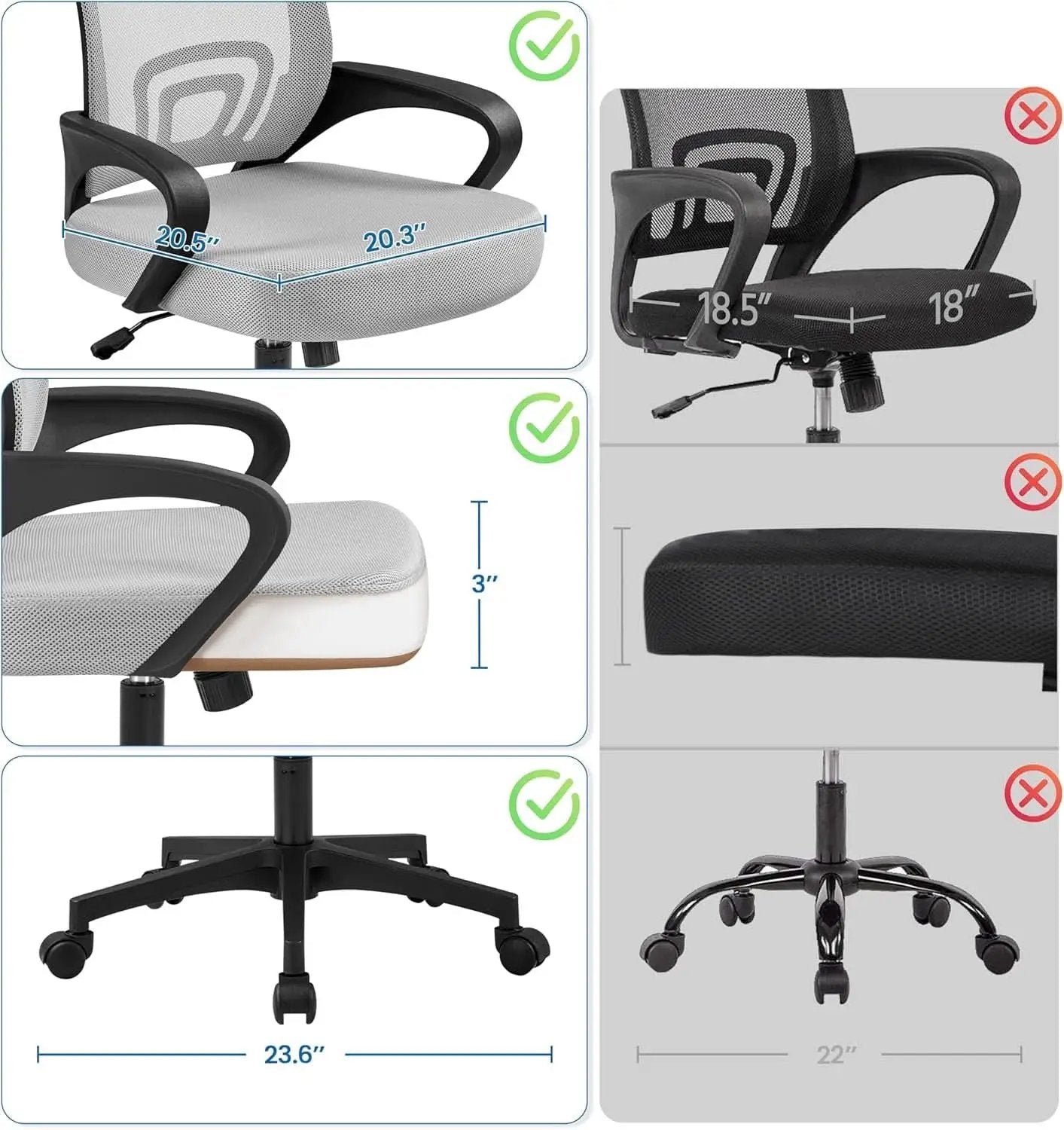 Ergonomic Mesh Office Chair With Lumbar Support Grey from PriceLows™