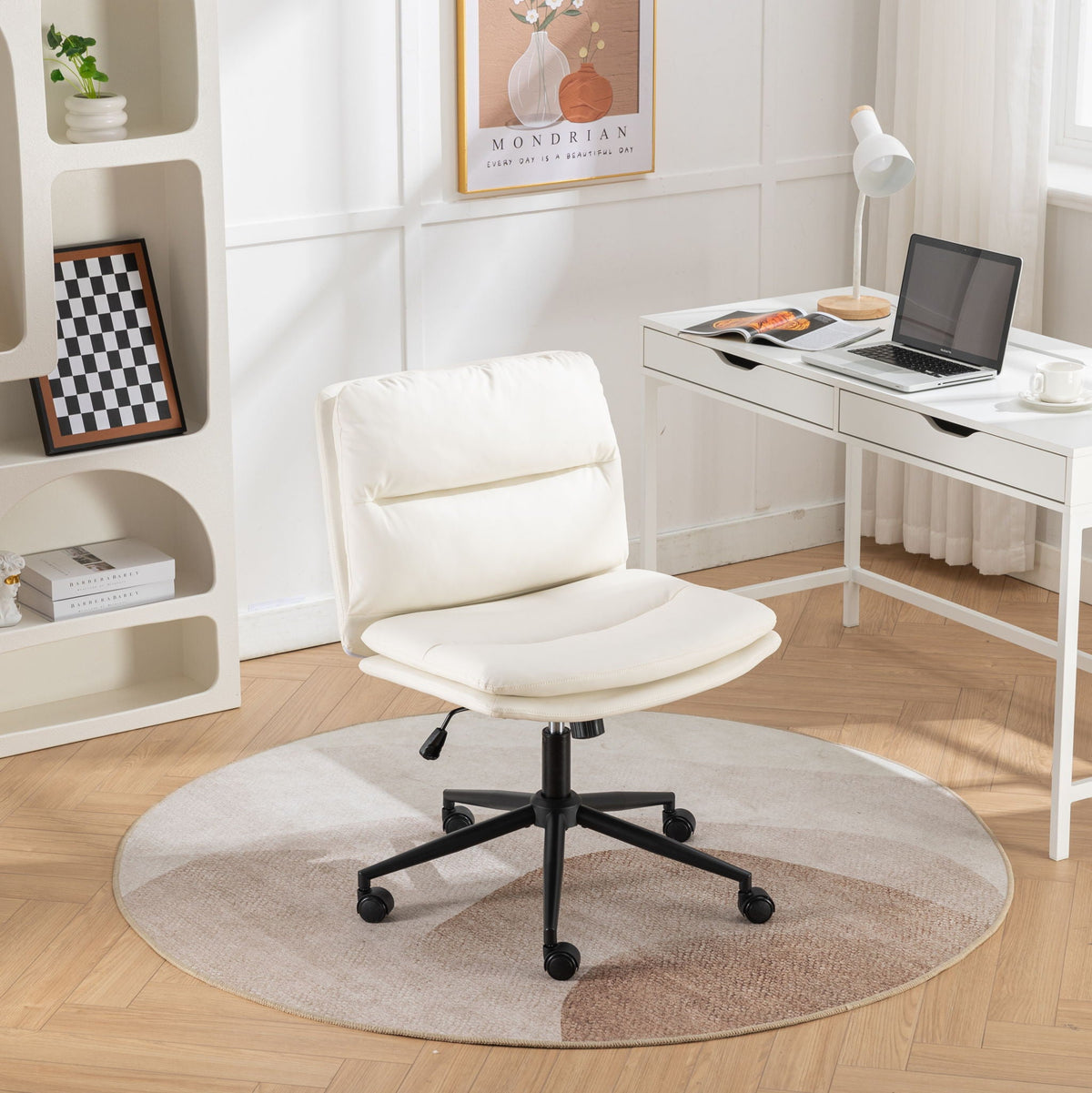Dining Swivel Chair | Height Adjustable | Criss Cross Frame | White