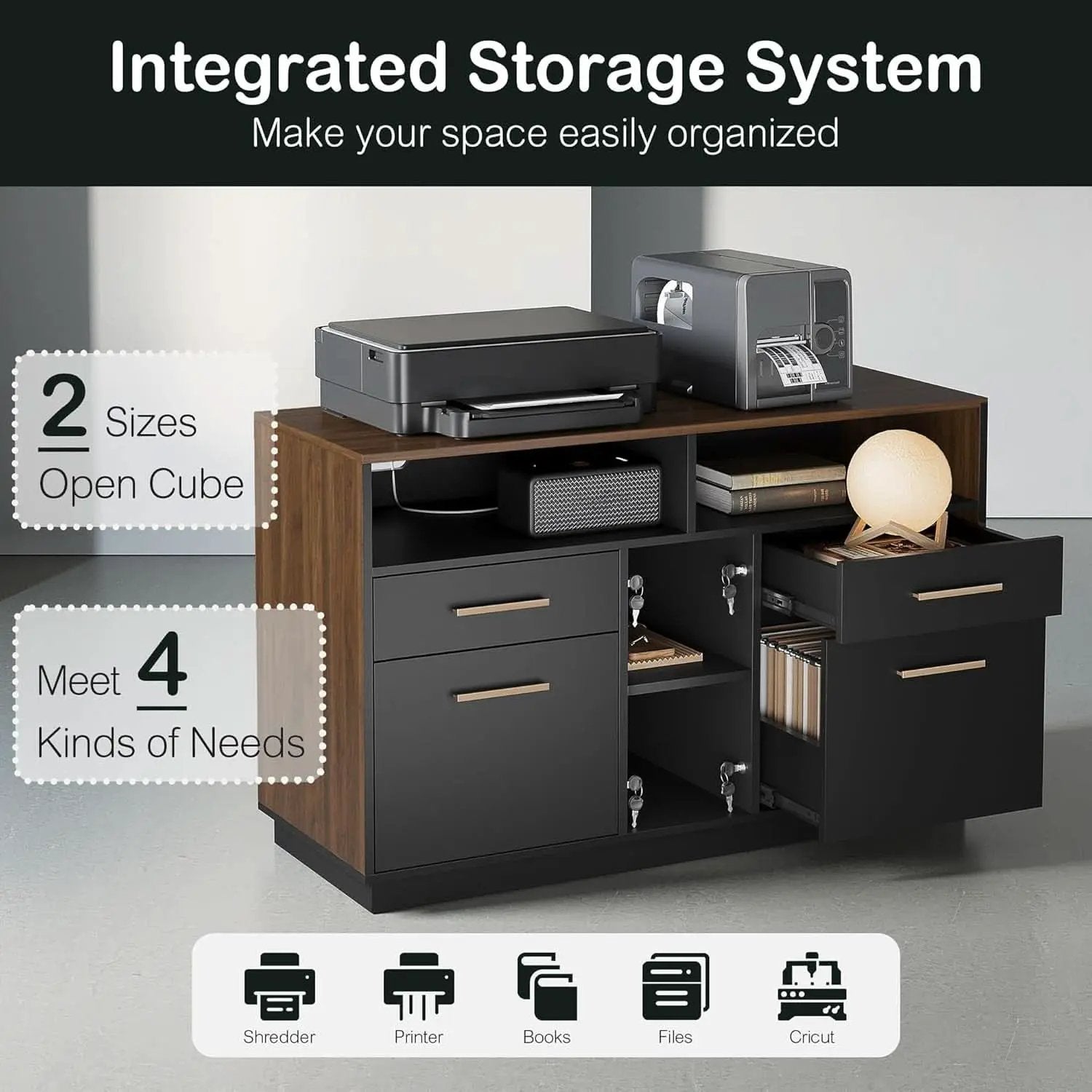 Black Walnut Professional Four Drawer File Cabinet from PriceLows™