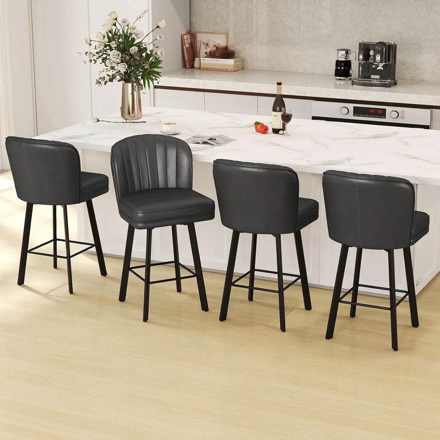 Modern Swivel Counter Height Bar Stools Set of Four from PriceLows™