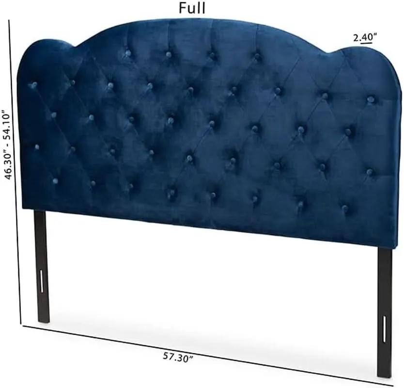 Navy Blue Velvet Upholstered Queen Size Headboard Modern Design from PriceLows™