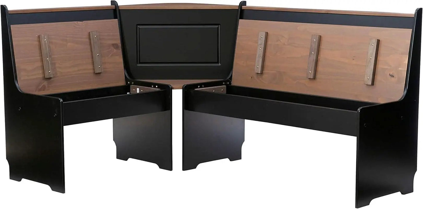 Black Pecan Five Seat Dining Set With Storage Benches from PriceLows™