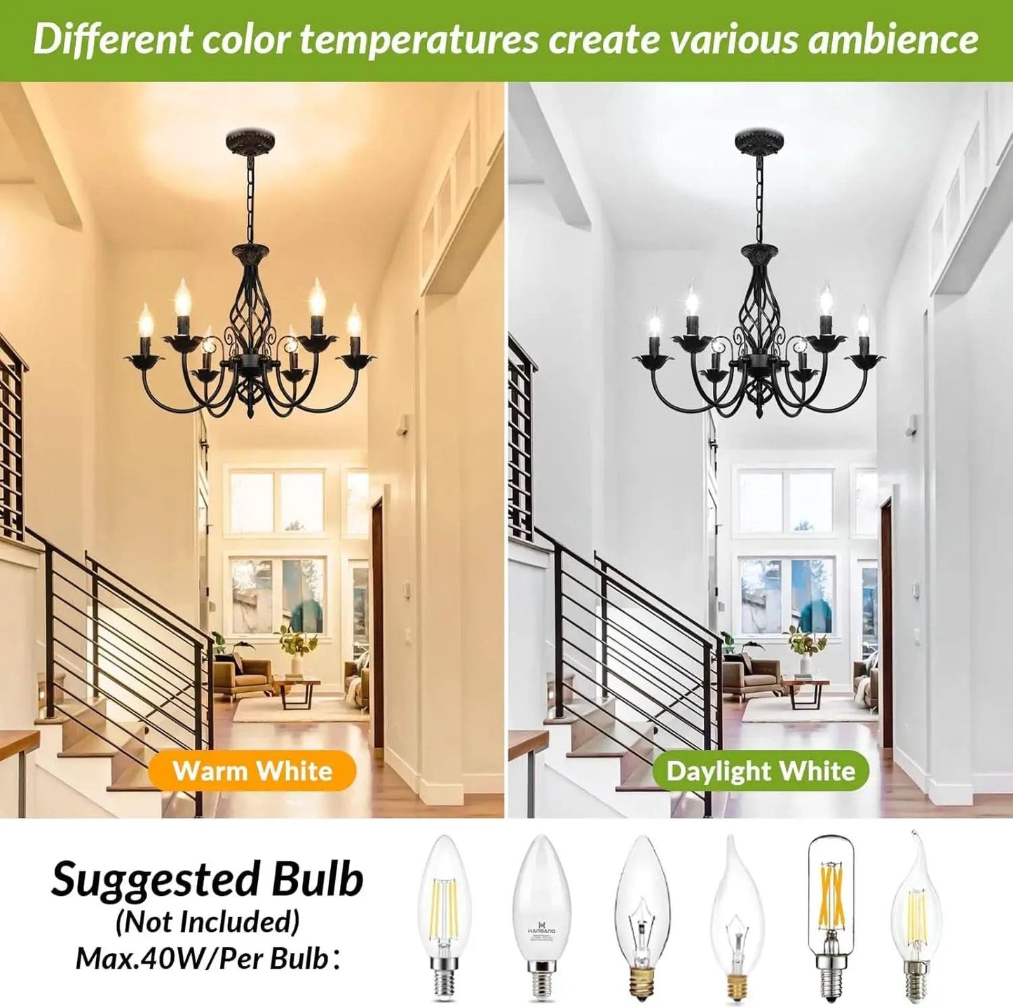 Six Light Matte Black Farmhouse Ceiling Chandelier Fixture from PriceLows™