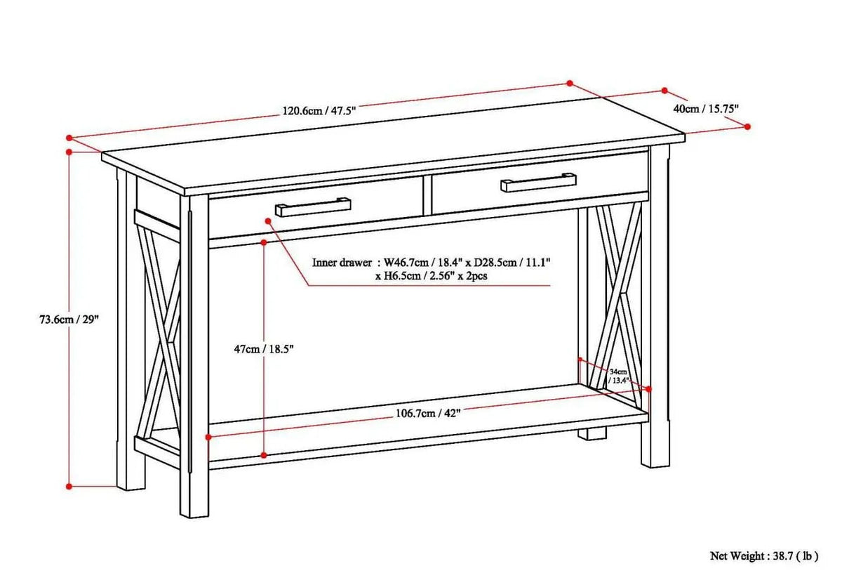 Kitchener Handcrafted Table | 6 Pieces | Solid Wood & Metal | Living Room