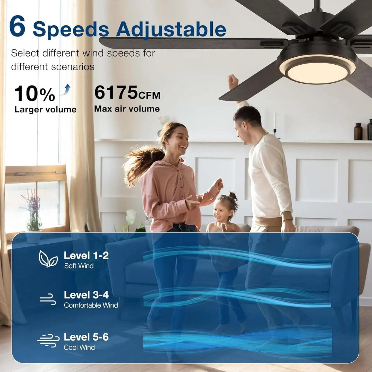 62-Inch Ceiling Fan With Lights And Remote Control Black from PriceLows™