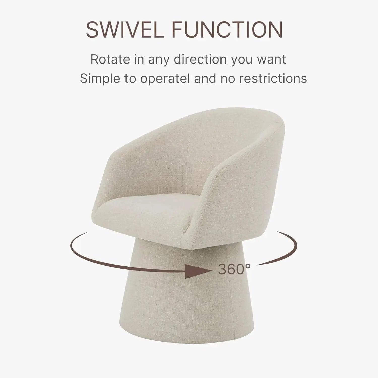 360 Degree Modern Swivel Linen Dining Chairs Set Of 4 from PriceLows™