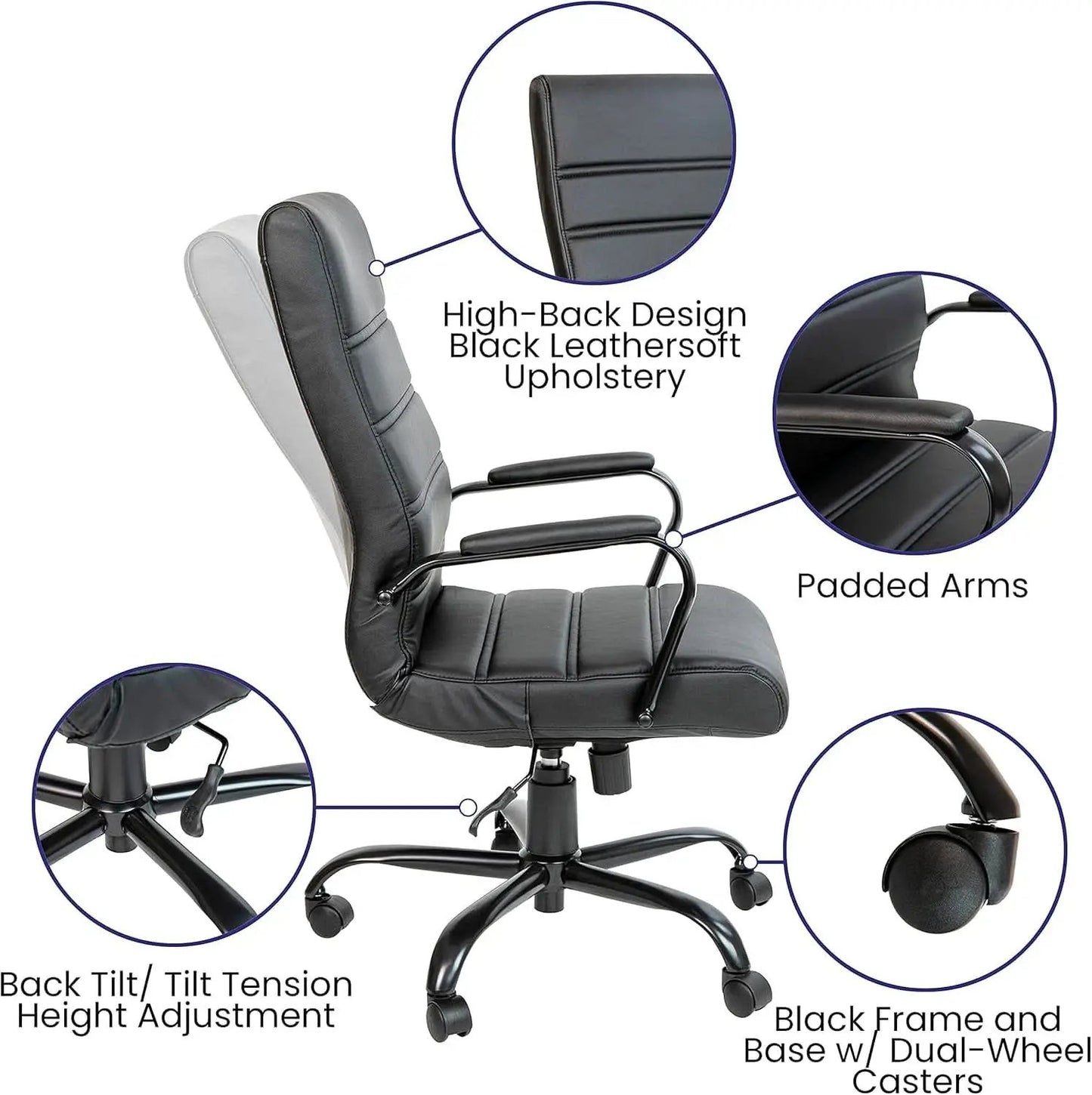 Whitney High Back Desk Chair With Adjustable Height from PriceLows™
