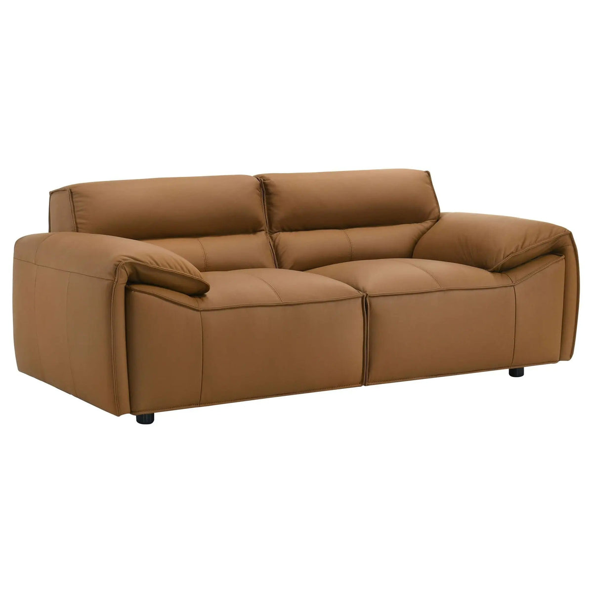 Buxton Top Grain Leather Upholstered Loveseat | 73.5 x 37.5 x 29.5 in | Leather | Orange