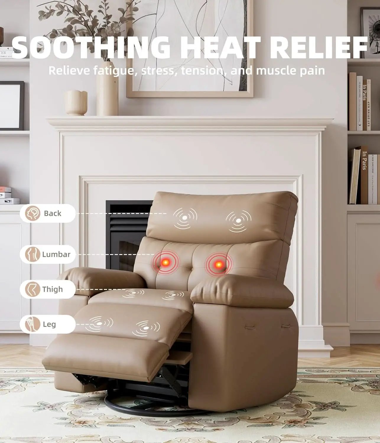 Power Swivel Massage Recliner With Heat And Vibration from PriceLows™