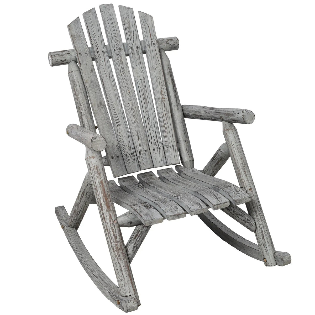 Wooden Porch Rocker | Fir Log Rocking Chair | Ergonomic Design | Indoor Outdoor Use