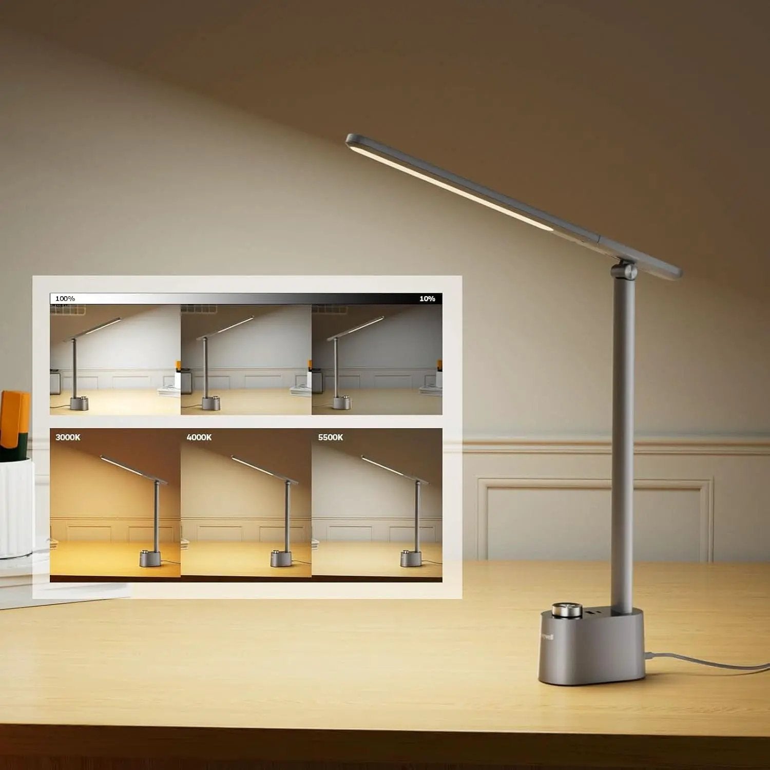 LED Desk Lamp H01 Pro Sunturalux 3 Color Modes Grey from PriceLows™