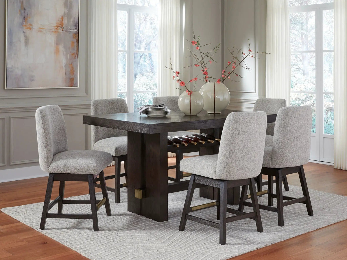 Rectangular Counter Table Set | Dark Oak Finish | Modern Design
