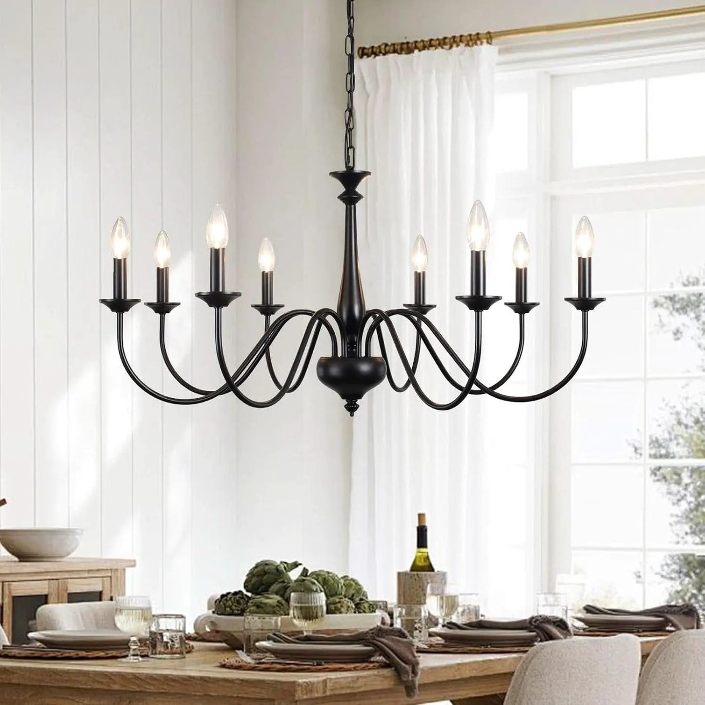 Eight Light Black Farmhouse Chandelier Ceiling Fixture from PriceLows™