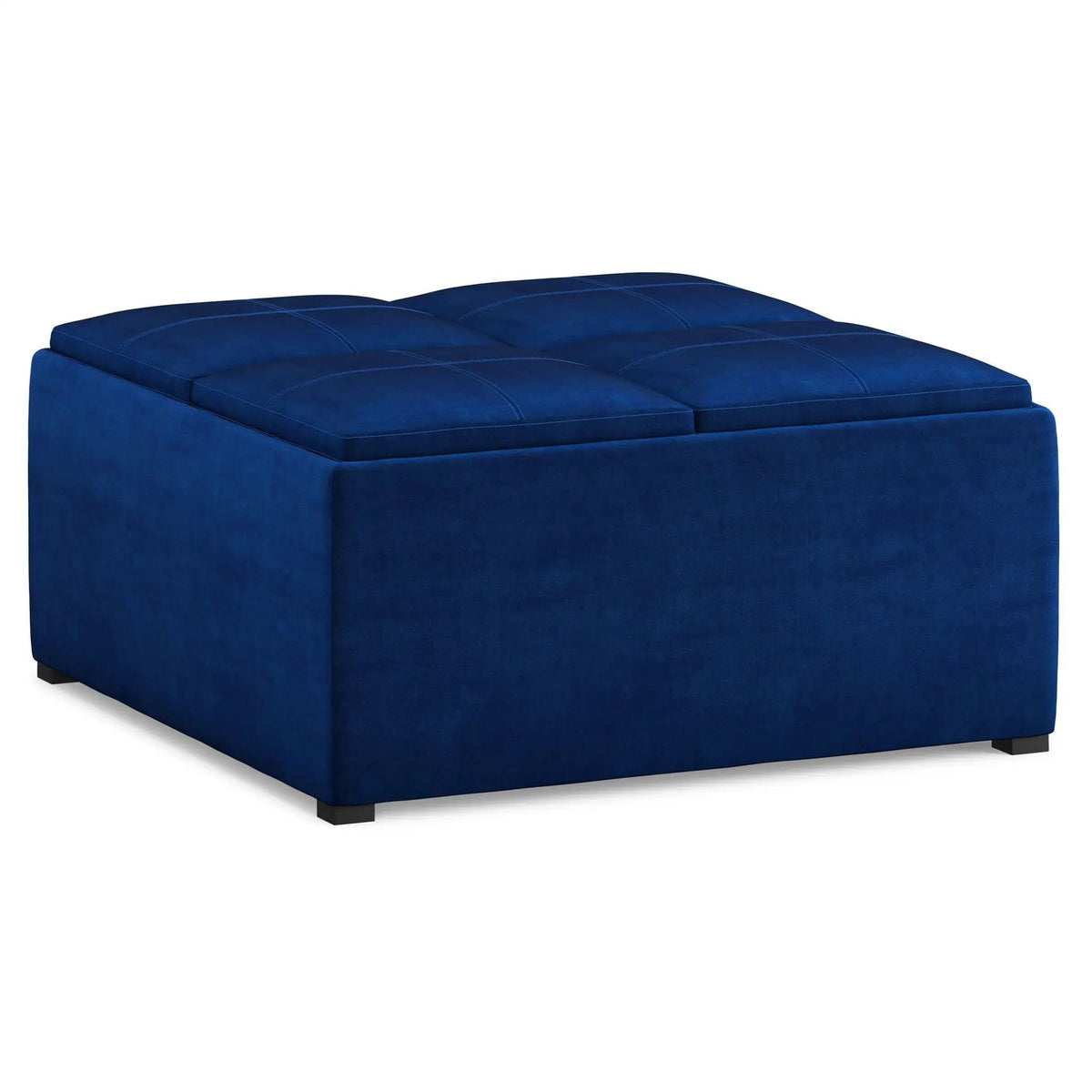 Avalon Square Storage Ottoman | Coffee Table Design | Four Flip Over Serving Trays | 35 Inch Width