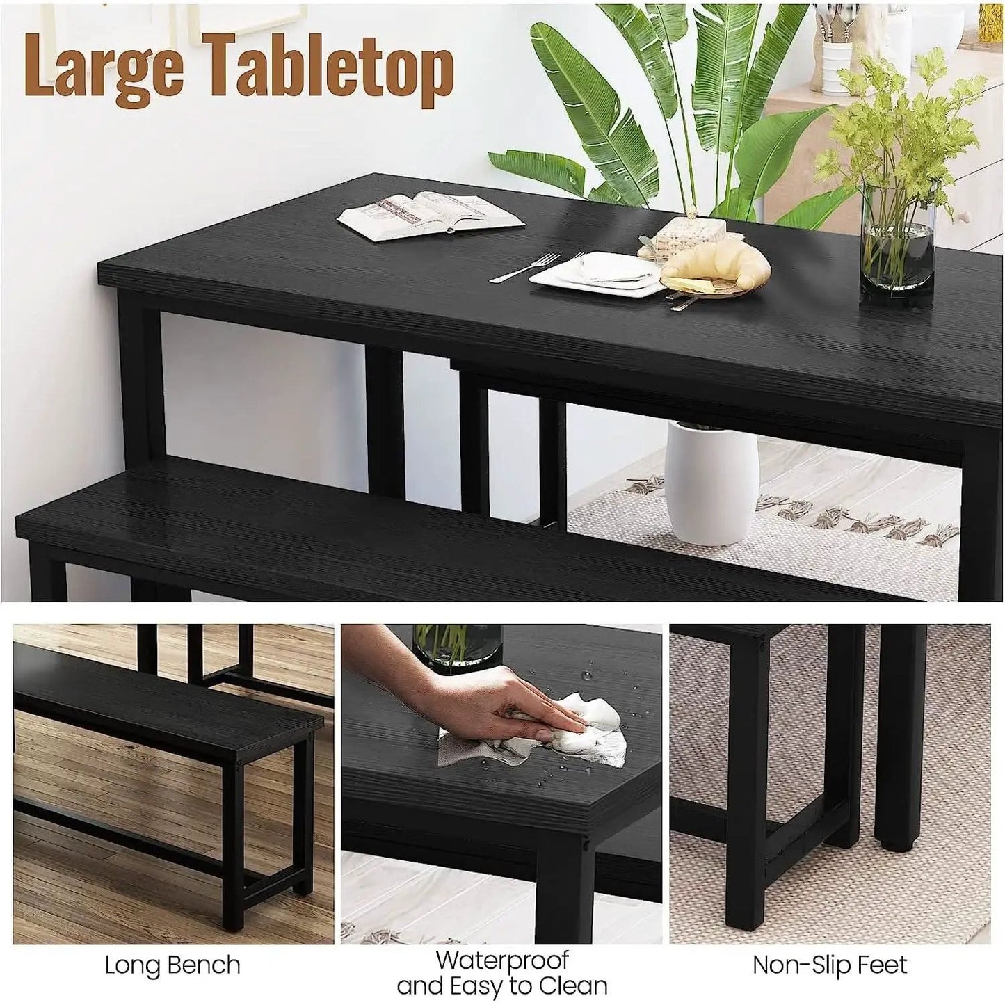 Rectangular Dining Table And Chairs Set Four Modern Wood from PriceLows™