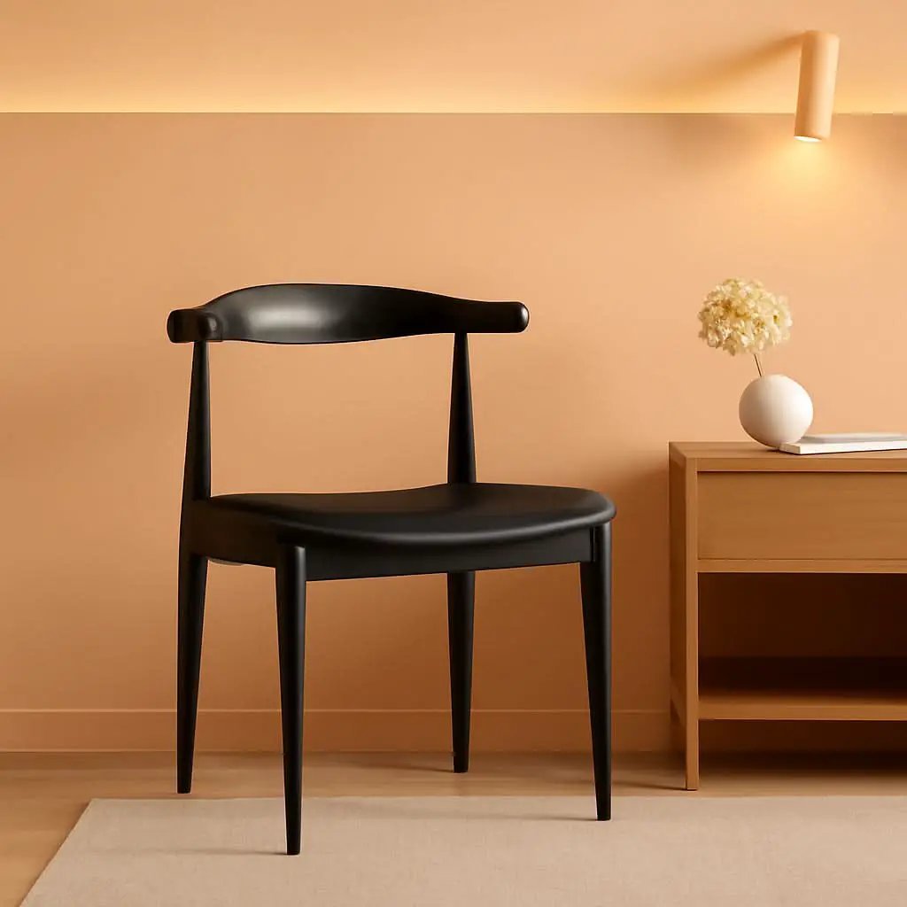 Set Of 4 Black Fabric Leather Seat Kitchen Chairs With Legs from PriceLows™