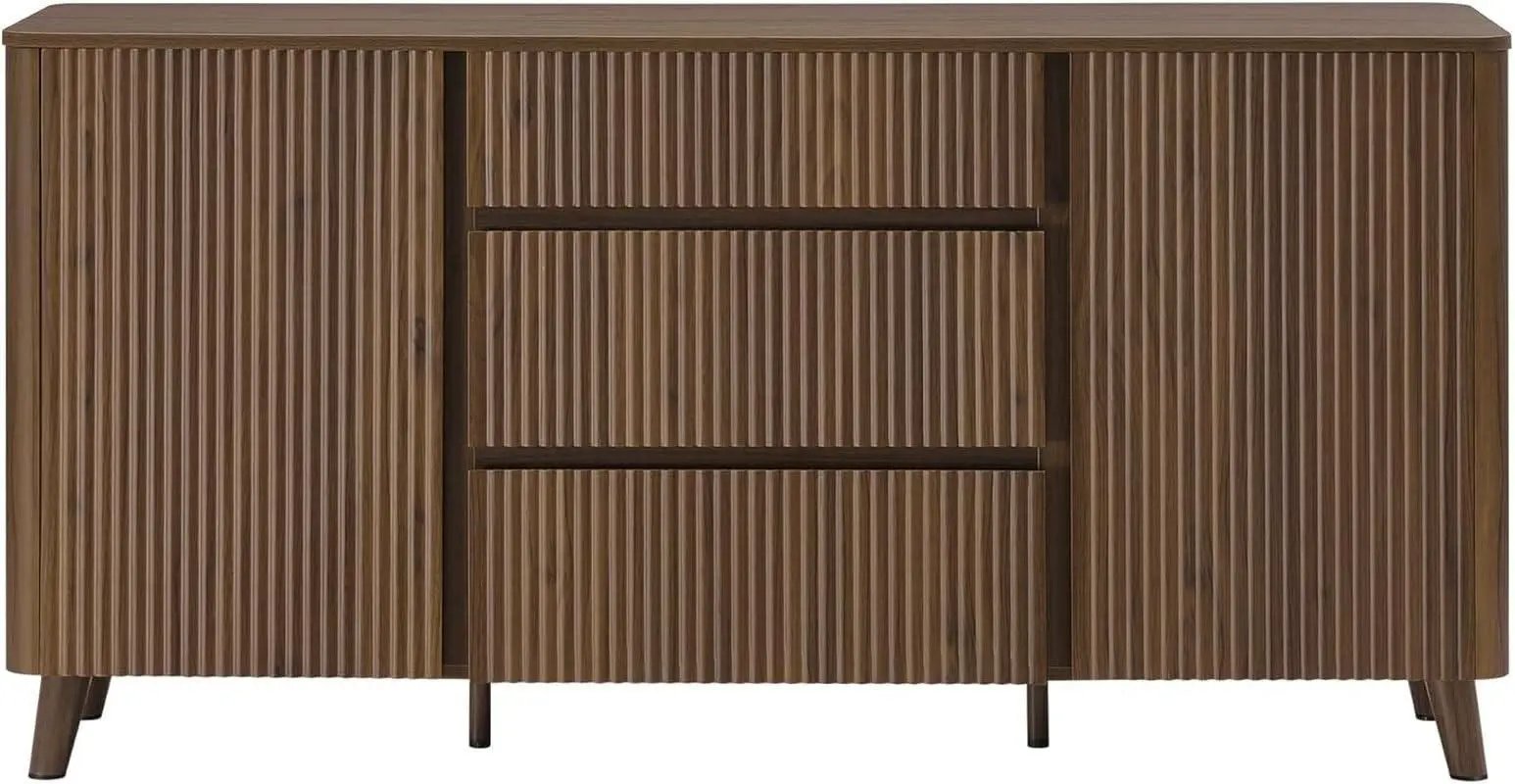 62 Inch Walnut Sideboard Buffet With Adjustable Shelves from PriceLows™