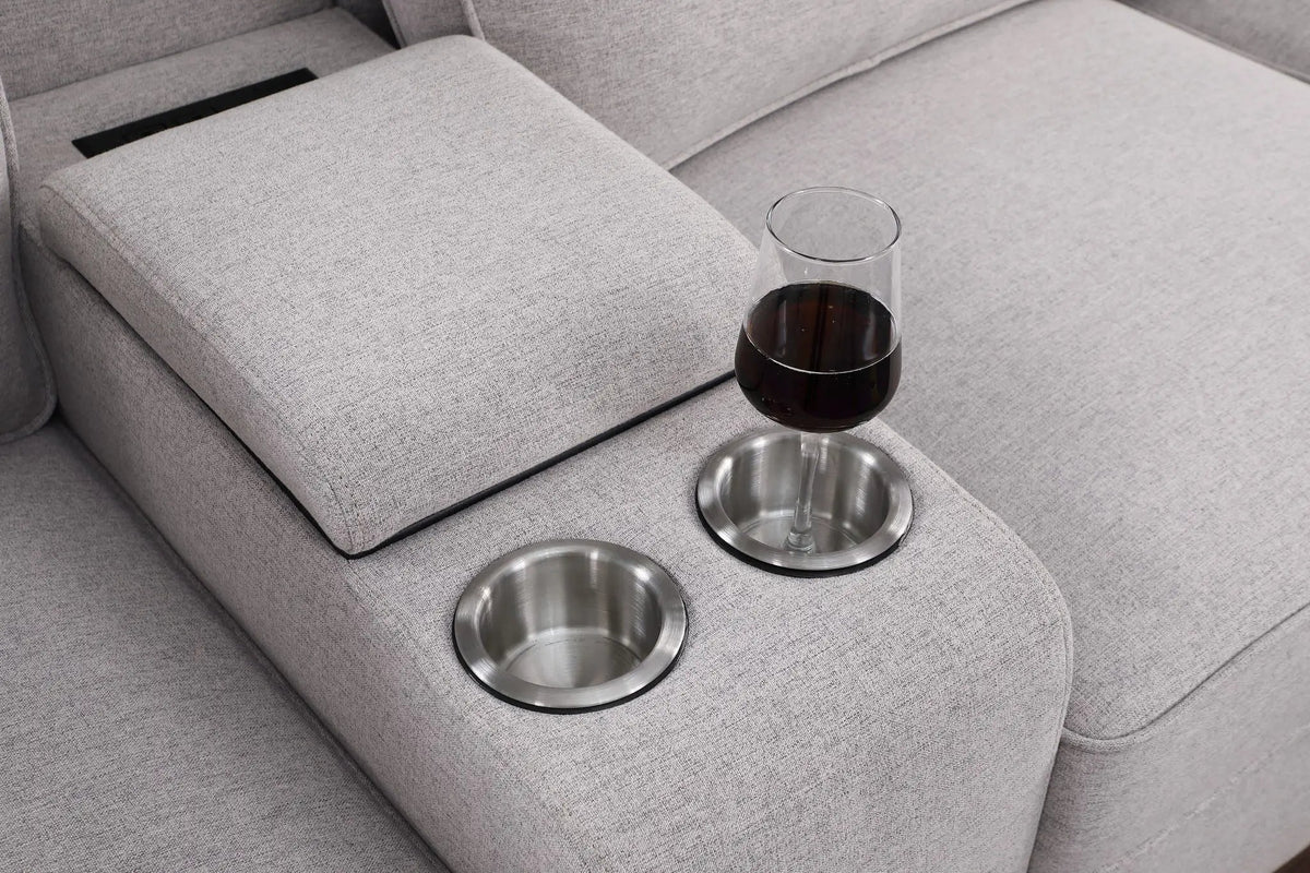 Eric 9-Piece Sectional | Upholstered Design | Ottoman Included | Cupholder Console