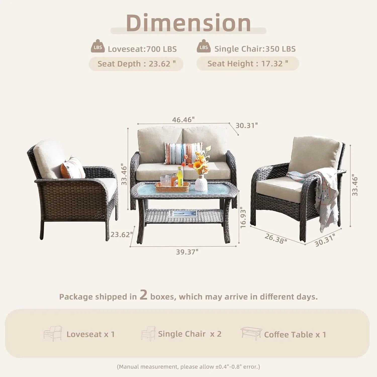 All Weather Wicker Patio Furniture Set with Cushions from PriceLows™