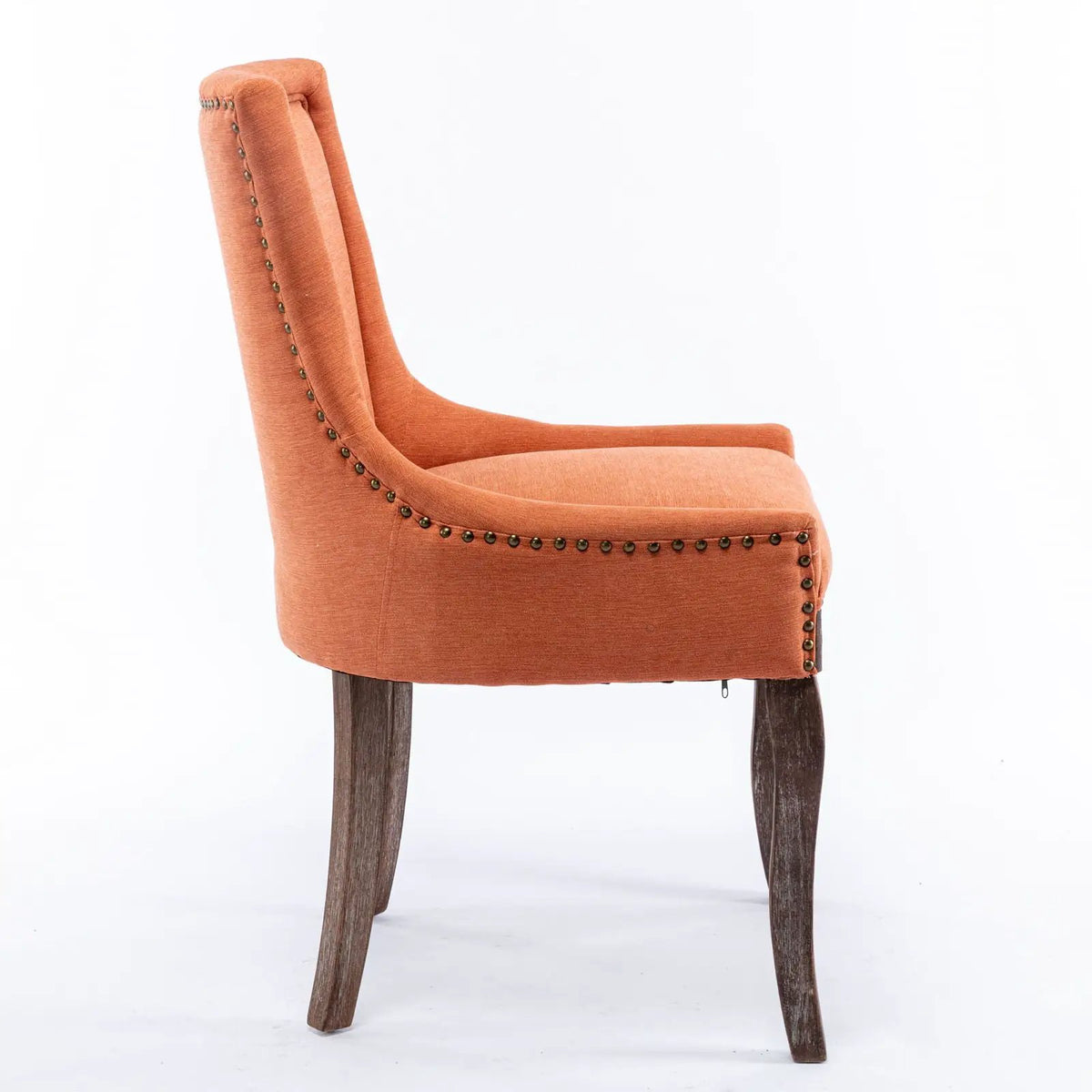 Ultra Nail Head Dining Chairs | Set Of 2 | Neutral Solid Wood Legs | Soft Fabric