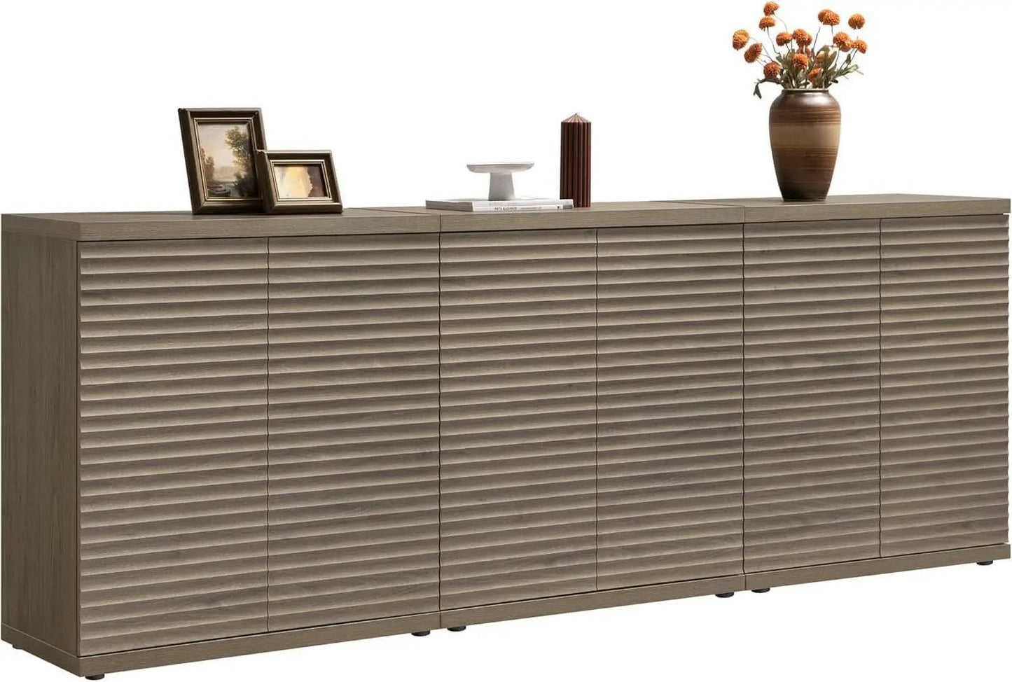 Modern Buffet Cabinet With Wave Panel Doors Large Storage from PriceLows™