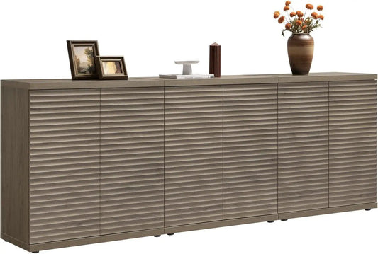 Modern Buffet Cabinet With Wave Panel Doors Large Storage from PriceLows™