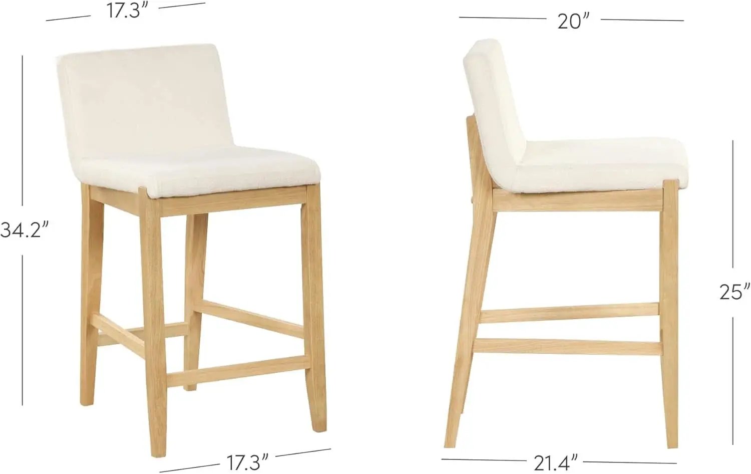 Gracie Modern Counter Height Bar Stool Cream Boucle from PriceLows™