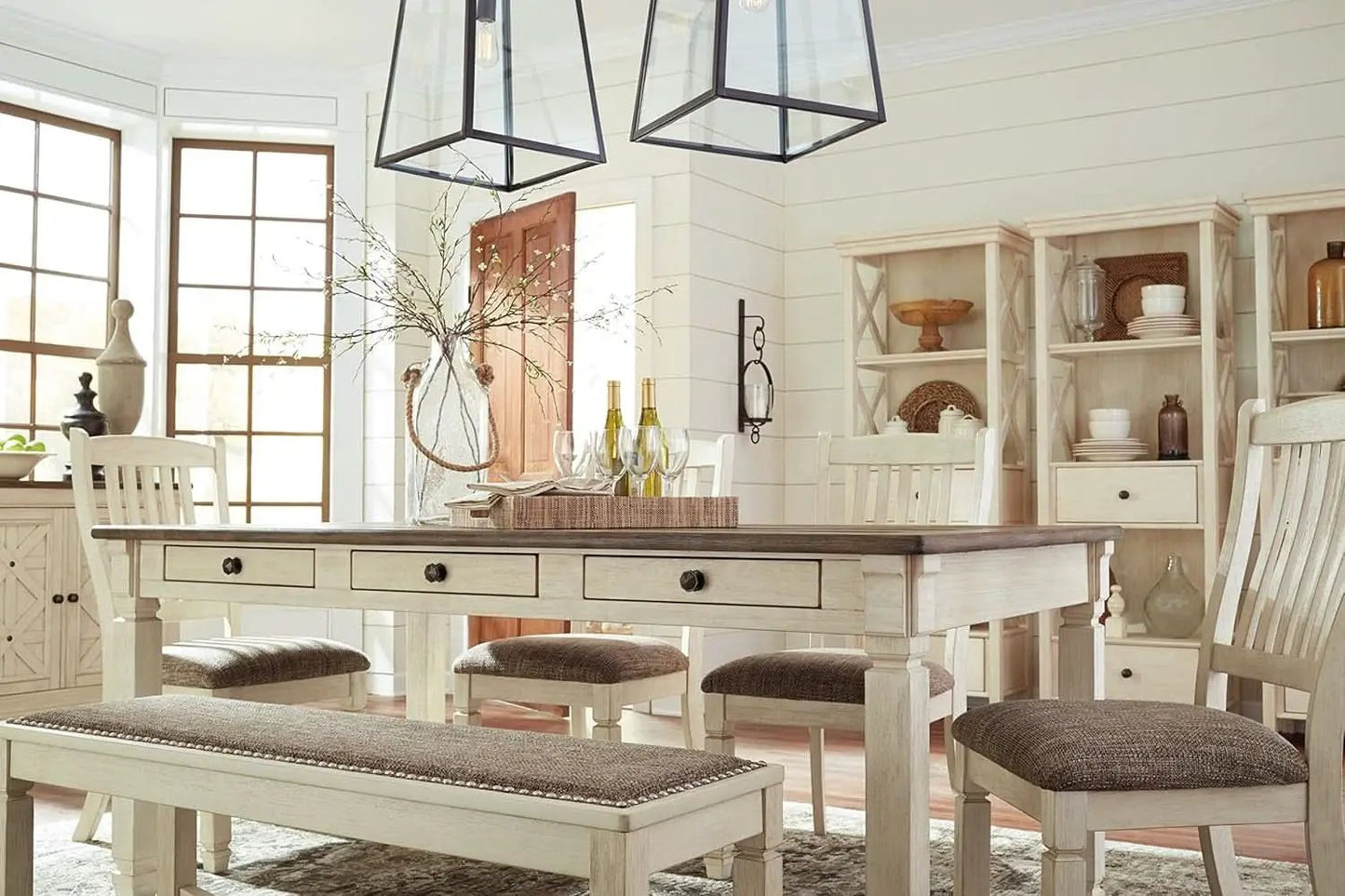 Bolanburg Farmhouse Dining Table Drawers Whitewash Seats 6 from PriceLows™