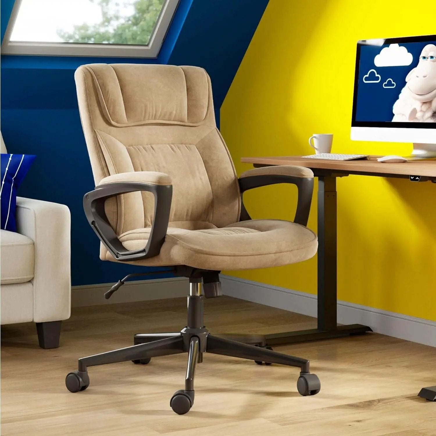 Hannah Executive Ergonomic Office Chair With Lumbar Support Beige Microfiber from PriceLows™