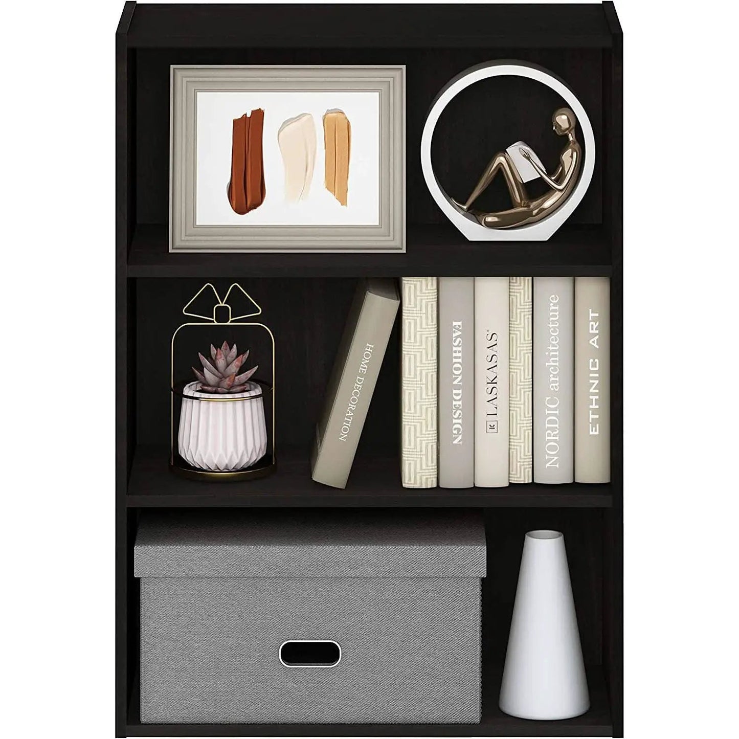 Pasir 3 Tier Open Shelf Bookcase In Espresso Finish from PriceLows™