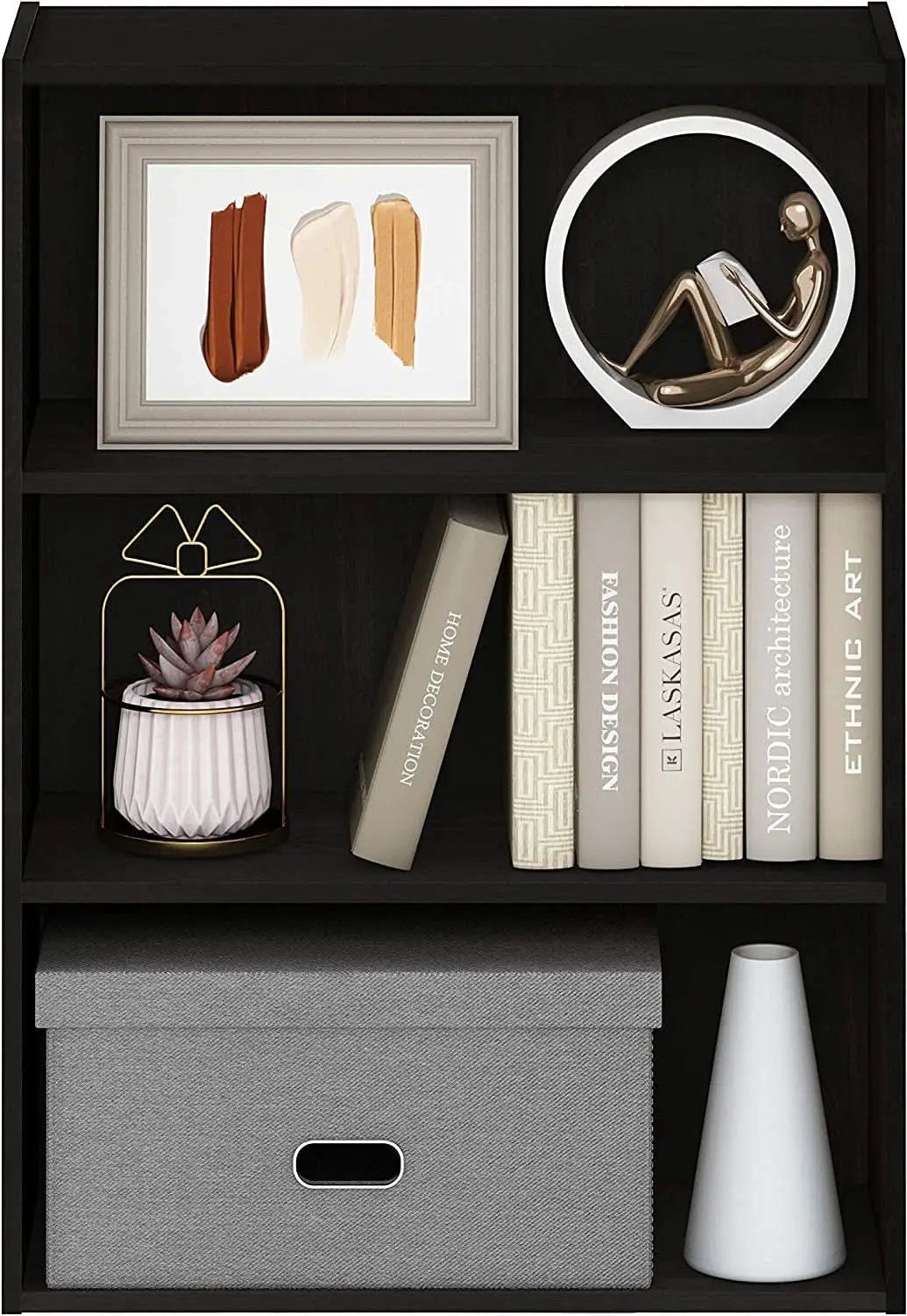 Pasir 3 Tier Open Shelf Bookcase Dark Espresso 31 Inch from PriceLows™