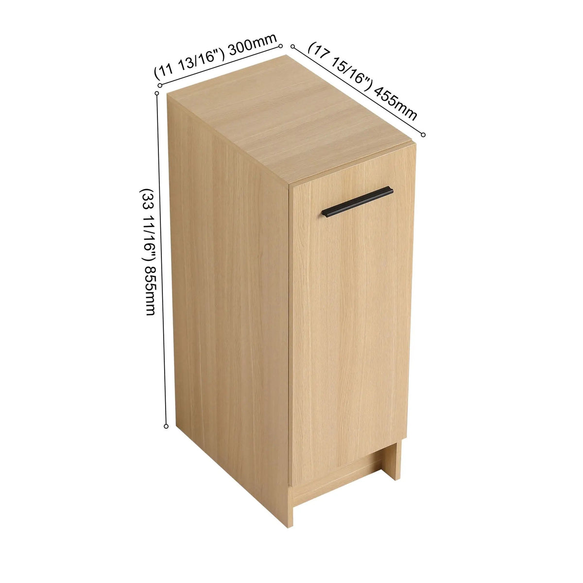 Bathroom Cabinet | 12 Inch Wide | Freestanding Single Door | Light Oak