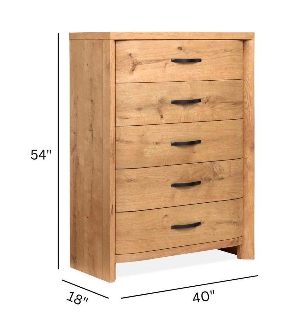 Laramie Drawer Chest | 18 x 40 x 54 in | Oak Veneer | Honey Wheat
