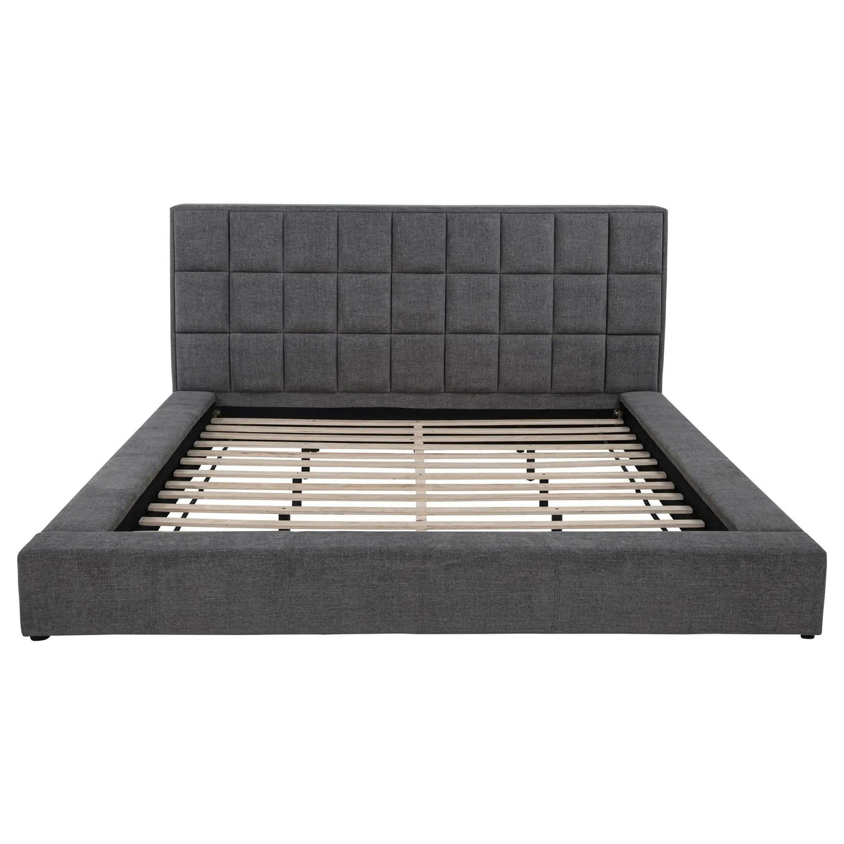 Dreux Upholstered Queen Panel Platform Bed | 77.25 x 101.75 x 45.25 in | Bedroom Furniture | Grey