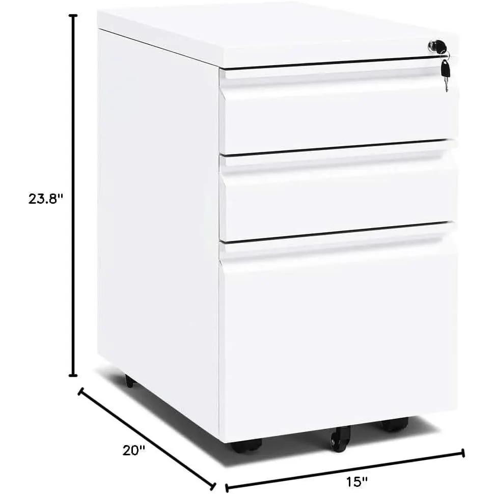 Locking 3-Drawer Rolling File Cabinet For Home Office from PriceLows™