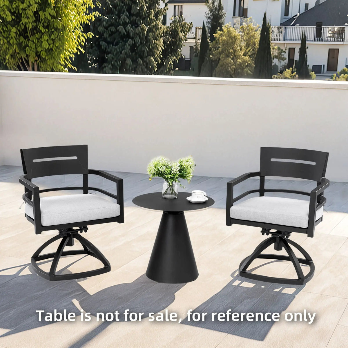 Patio Swivel Rockers | Aluminum Frame | Sunbrella Cushions | Ember Black Pair